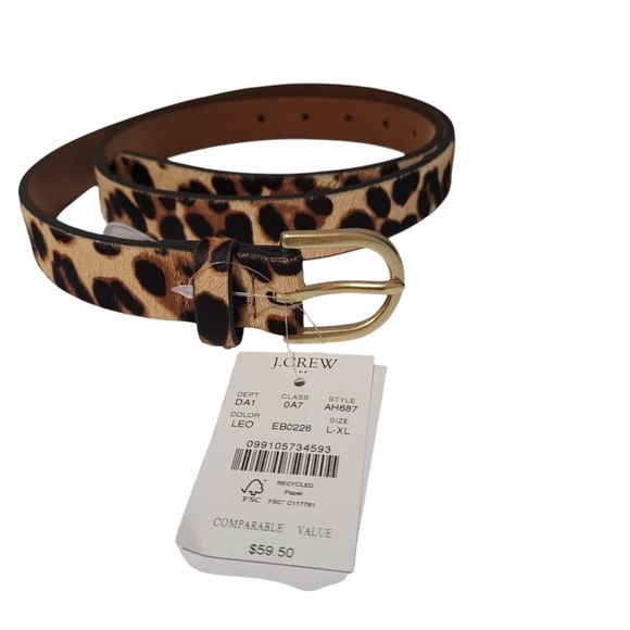 J. Crew Accessories - NWT J.Crew Calf Hair Leopard Print Belt, Size L/XL